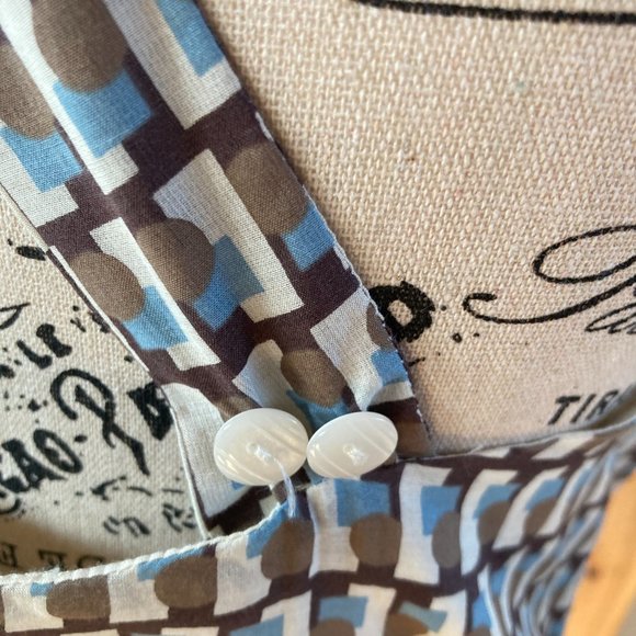 Wow & Flutter Art Deco Print A-line mini jumper w/pockets Large - Picture 6 of 14